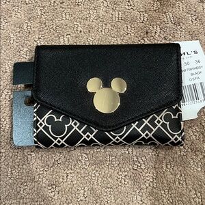 NWT! Disney Mickey Mouse Black & Gold Wallet